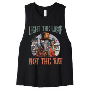 Light The Lamp Not The Rat Christmas Funny Holiday Rat Women's Racerback Cropped Tank