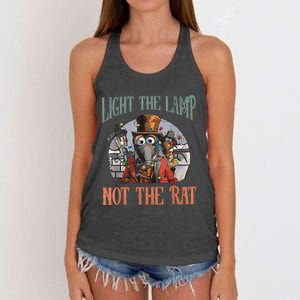 Light The Lamp Not The Rat Christmas Funny Holiday Rat Women's Knotted Racerback Tank