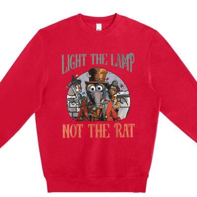 Light The Lamp Not The Rat Christmas Funny Holiday Rat Premium Crewneck Sweatshirt