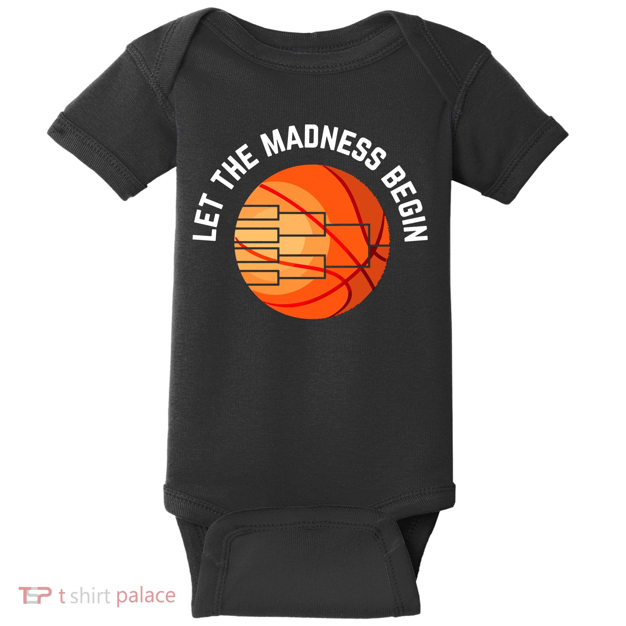 Let The Madness Begin Long Sleeve Basketball Baby Bodysuit