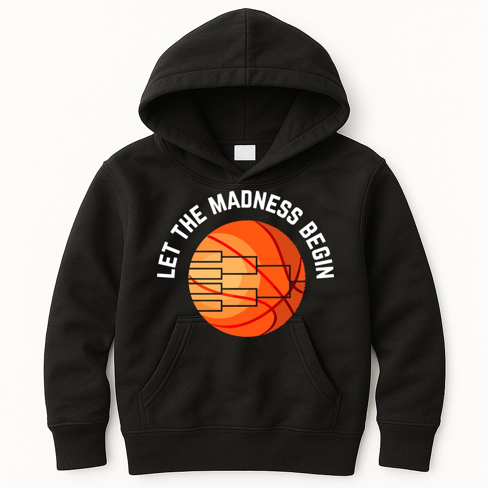 Let The Madness Begin Long Sleeve Basketball Kids Hoodie