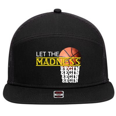 Let The Madness Begin Novelty Basketball 7 Panel Mesh Trucker Snapback Hat