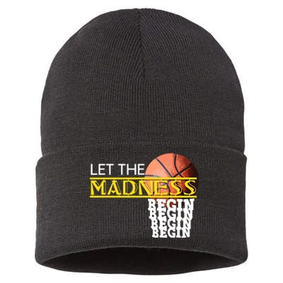 Let The Madness Begin Novelty Basketball Sustainable Knit Beanie