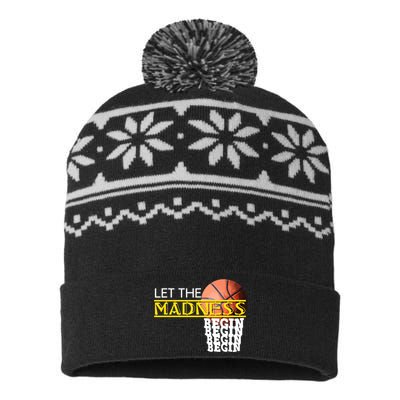 Let The Madness Begin Novelty Basketball USA-Made Snowflake Beanie