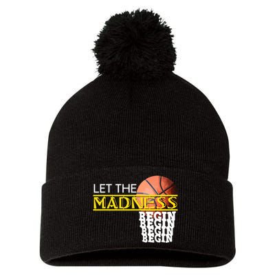 Let The Madness Begin Novelty Basketball Pom Pom 12in Knit Beanie