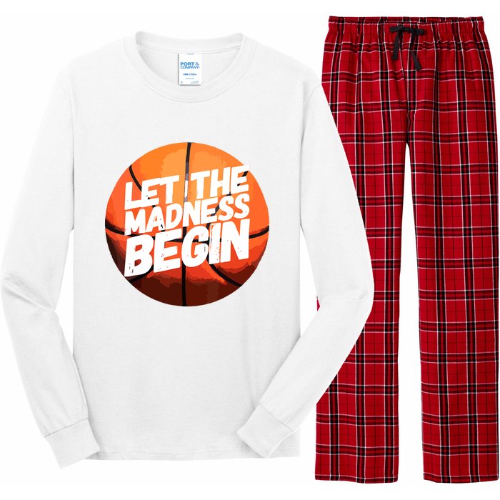 Let The Madness Begin Funny Women Man Basketball Lover Long Sleeve Pajama Set