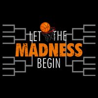 Let The Madness Begin A Funny Gift For Basketball Madness College March Premium Flat Bill Trucker Hat