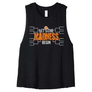 Let The Madness Begin A Funny Gift For Basketball Madness College March Premium Women's Racerback Cropped Tank