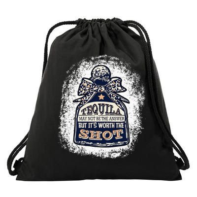 Leopard Tequila May Not Be The Answer But Its Worth A Shot Drawstring Bag