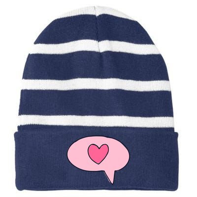 Love Text Message Striped Beanie with Solid Band