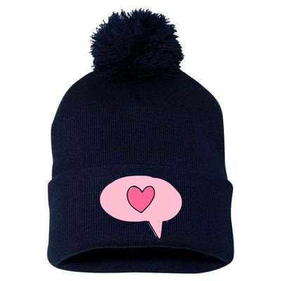 Love Text Message Pom Pom 12in Knit Beanie