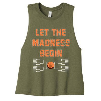 Let The Madness Begin Basketball Women's Racerback Cropped Tank