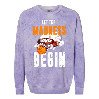 Let The Madness Begin Basketball Colorblast Crewneck Sweatshirt