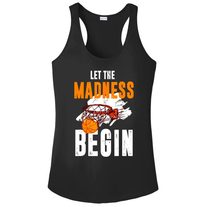 Let The Madness Begin Basketball Ladies PosiCharge Competitor Racerback Tank