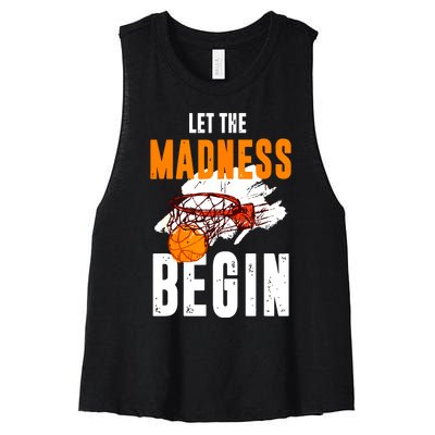 Let The Madness Begin Basketball Women's Racerback Cropped Tank