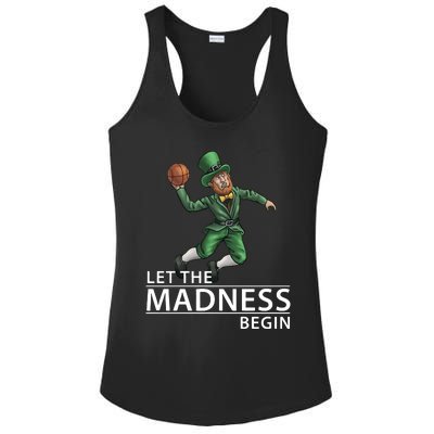 Let The Madness Begin Basketball Slam Funny Dunk Leprechaun Basketball Ladies PosiCharge Competitor Racerback Tank