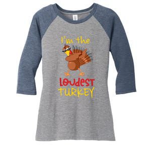 Loudest Turkey Matching Family Group Thanksgiving Party Women's Tri-Blend 3/4-Sleeve Raglan Shirt