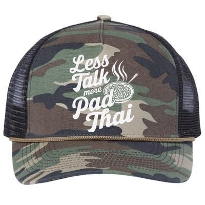 Less Talk More Pad Thai Funny Humor Food Text Joke Retro Rope Trucker Hat Cap