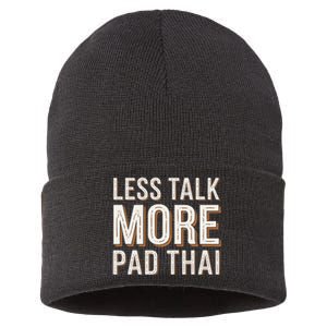 Less Talk More Pad Thai Funny Humor Food Text Joke Sustainable Knit Beanie