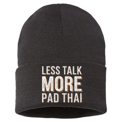 Less Talk More Pad Thai Funny Humor Food Text Joke Sustainable Knit Beanie