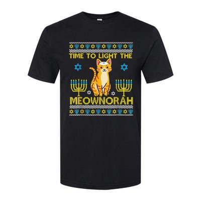 Light The Meownorah Jewish Cat Menorah Lover Ugly Chanukah  Softstyle CVC T-Shirt