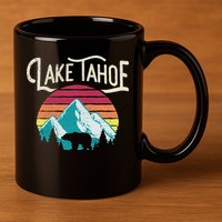 Lake Tahoe Mountain 11oz C Handle Ceramic Mug