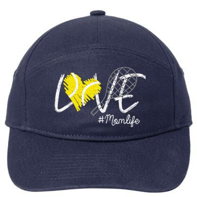 Love Tennis Mom Life Gift For Mom Women MotherS Day 7-Panel Snapback Hat