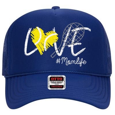 Love Tennis Mom Life Gift For Mom Women MotherS Day High Crown Mesh Back Trucker Hat