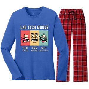 Laboratory Technician Medical Technologist Lab Tech Moods Funny Gift Women's Long Sleeve Flannel Pajama Set 