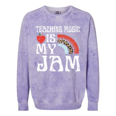 Leopard Teaching Music Is My Jam Sunglasses Teaching Music Gift Colorblast Crewneck Sweatshirt