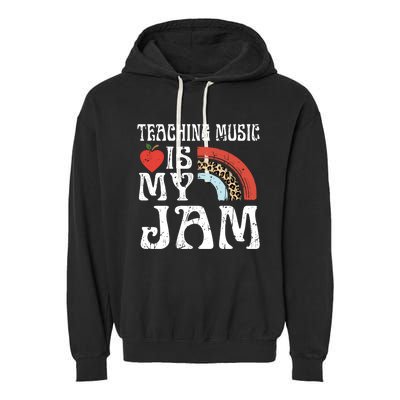 Leopard Teaching Music Is My Jam Sunglasses Teaching Music Gift Garment-Dyed Fleece Hoodie