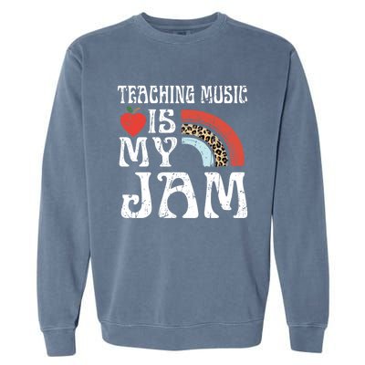 Leopard Teaching Music Is My Jam Sunglasses Teaching Music Gift Garment-Dyed Sweatshirt