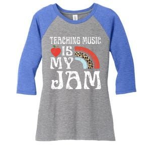 Leopard Teaching Music Is My Jam Sunglasses Teaching Music Gift Women's Tri-Blend 3/4-Sleeve Raglan Shirt