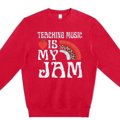 Leopard Teaching Music Is My Jam Sunglasses Teaching Music Gift Premium Crewneck Sweatshirt