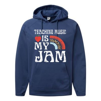 Leopard Teaching Music Is My Jam Sunglasses Teaching Music Gift Performance Fleece Hoodie