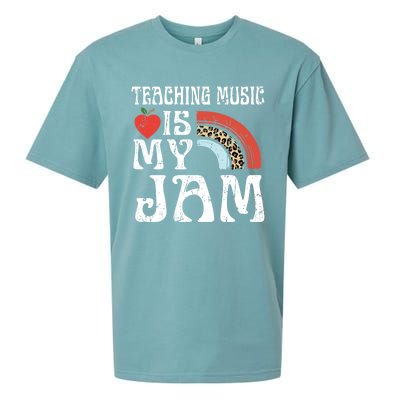 Leopard Teaching Music Is My Jam Sunglasses Teaching Music Gift Sueded Cloud Jersey T-Shirt