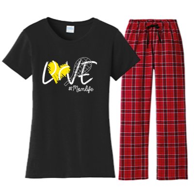 LOVE Tennis Mom Life Gift For Mom Wo Mother's Day Women's Flannel Pajama Set