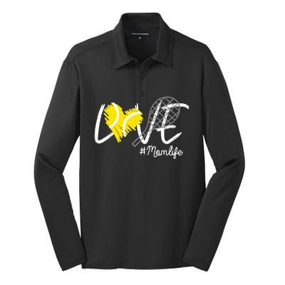 LOVE Tennis Mom Life Gift For Mom Wo Mother's Day Silk Touch Performance Long Sleeve Polo