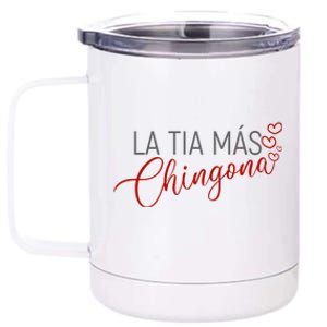 La Tia Mas Chingona Funny Aunt Heart Gift 12 oz Stainless Steel Tumbler Cup