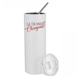 La Tia Mas Chingona Funny Aunt Heart Gift Stainless Steel Tumbler