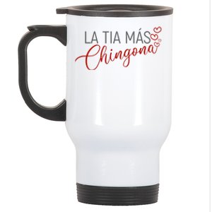 La Tia Mas Chingona Funny Aunt Heart Gift Stainless Steel Travel Mug