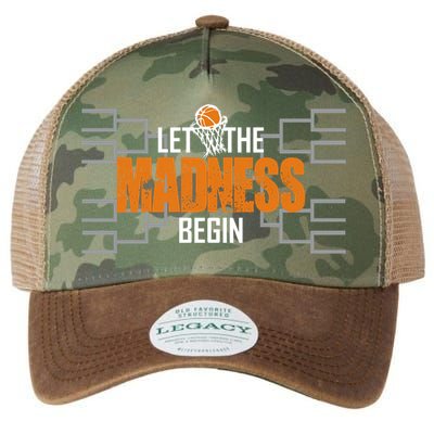 Let The Madness Begin A Funny Gift For Basketball Madness College March Legacy Tie Dye Trucker Hat