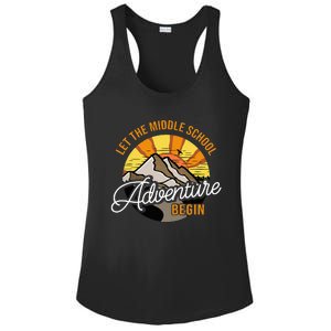 Let The Middle School Adventure Begin Middle School Teacher Ladies PosiCharge Competitor Racerback Tank