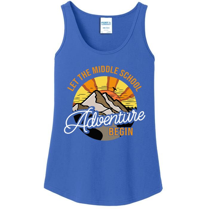 Let The Middle School Adventure Begin Middle School Teacher Ladies Essential Tank