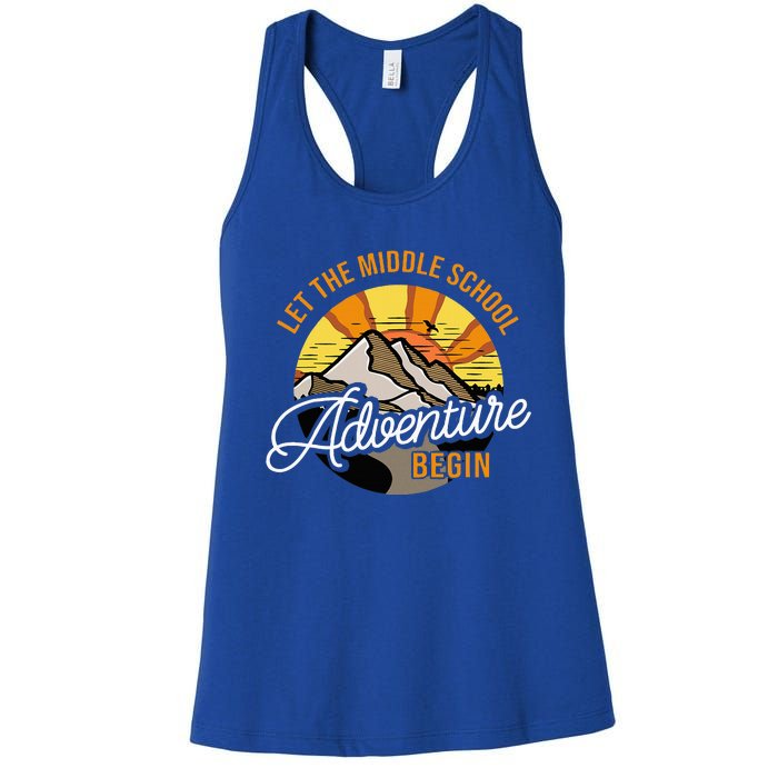 Let The Middle School Adventure Begin Middle School Teacher Women's Racerback Tank