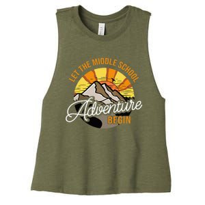 Let The Middle School Adventure Begin Middle School Teacher Women's Racerback Cropped Tank