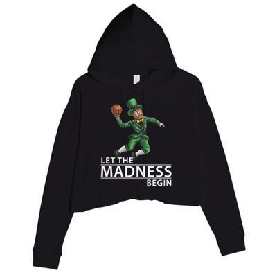 Let The Madness Begin Basketball Leprechaun Crop Fleece Hoodie