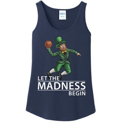 Let The Madness Begin Basketball Leprechaun Ladies Essential Tank