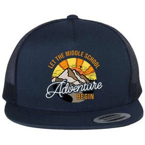 Let The Middle School Adventure Begin Middle School Teacher Flat Bill Trucker Hat