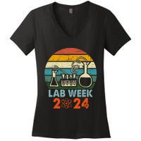 Laboratory Tech Medical Technician Scientist Lab Week 2024 Women's V-Neck T-Shirt